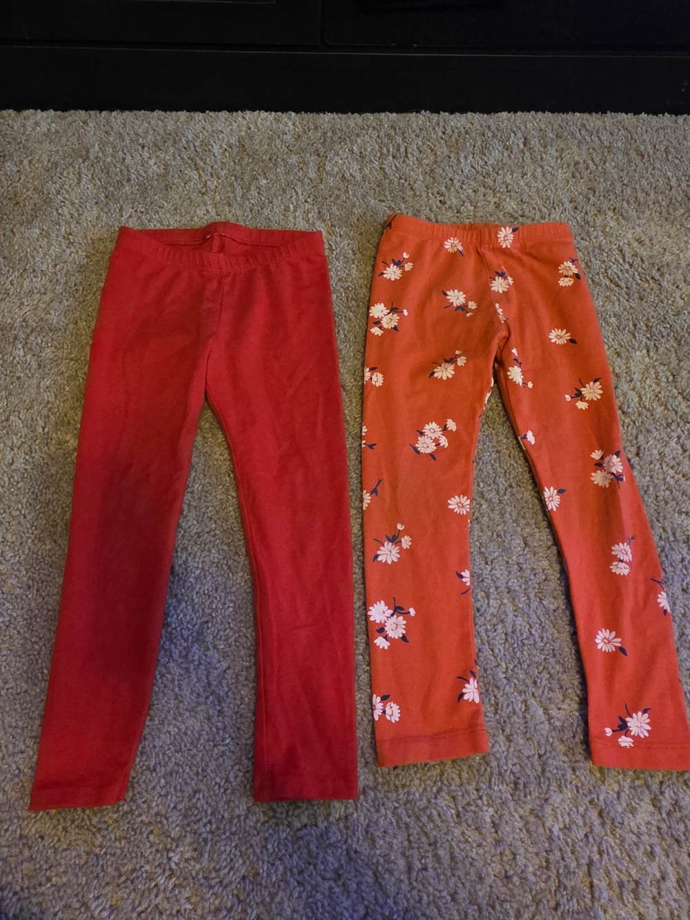 Cat & Jack Red and Orange Floral Kids' Leggings - 2 Pack